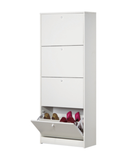 SCARPIERA BIANCA CON 4 ANTE, 62X158X29 CM